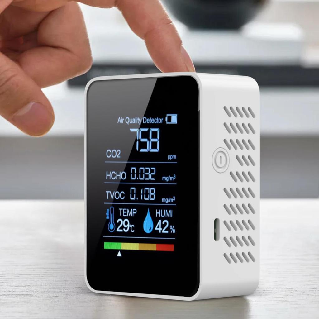 5 In 1 Air Quality Monitor Multi-function CO2 Meter Digital Temperature Humidity Tester Carbon Dioxide TVOC HCHO Detector