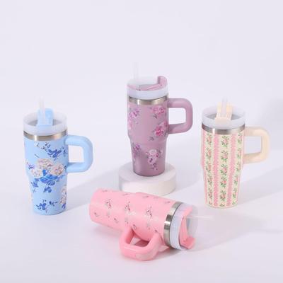 Kubek sportowy izolowany ze stali nierdzewnej 304 z motywem kwiatowym - Outdoor Ice King