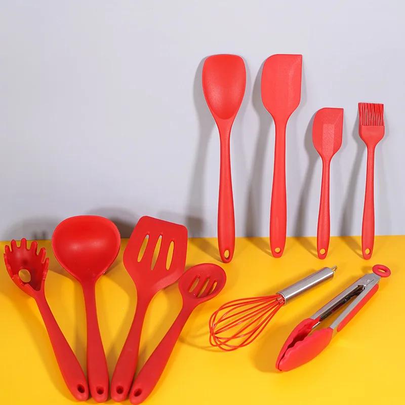 10/11Pcs Silicone Cooking Utensils Set Heat Resistant Turner Spatula Spoon Shovel Oil Brush BBQ Clip Kitchen Utensils Cookware