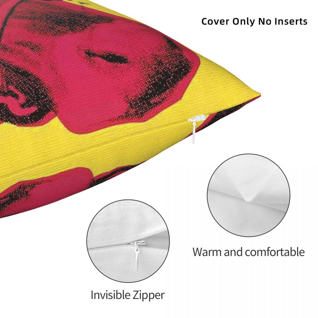 Andy Warhol Pop Art Kuhkopf Quadratischer Kissenbezug Polyester Leinen Samt Bedruckt Reißverschluss Dekorativ Auto Kissenhülle