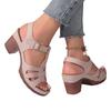 New Round Toe Shoes One-piece Buckle Large-sized Thick High-heeled Sandals