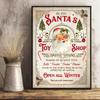 Retro Santa Claus Toy Shop Canvas Poster 1pc Frameless Christmas Tin Sign Wall Art Home Living Room Decor