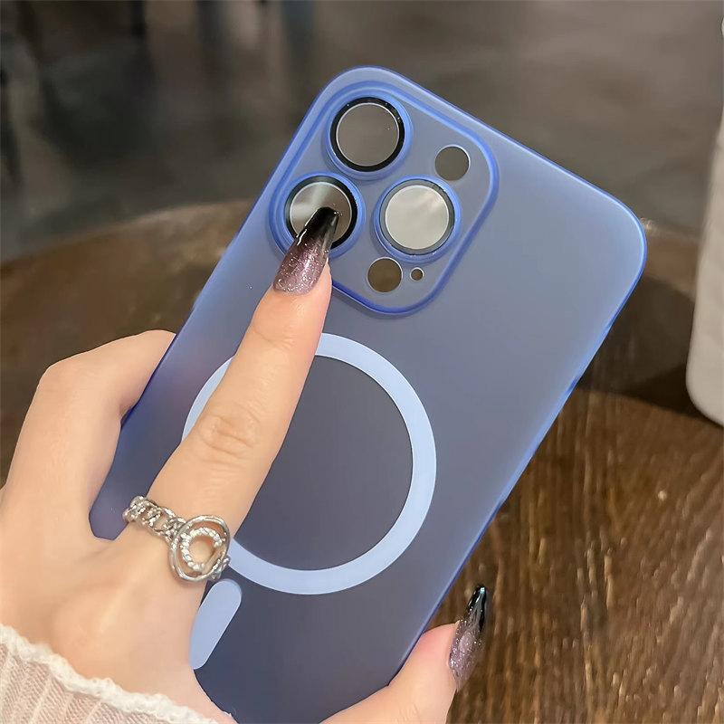 Matte Translucent Skin Touch Ultra Thin Slim PC Case for iPhone 11 12 13 14 15 16 Pro Max Wireless Charging Magsafe Lens Film Cover