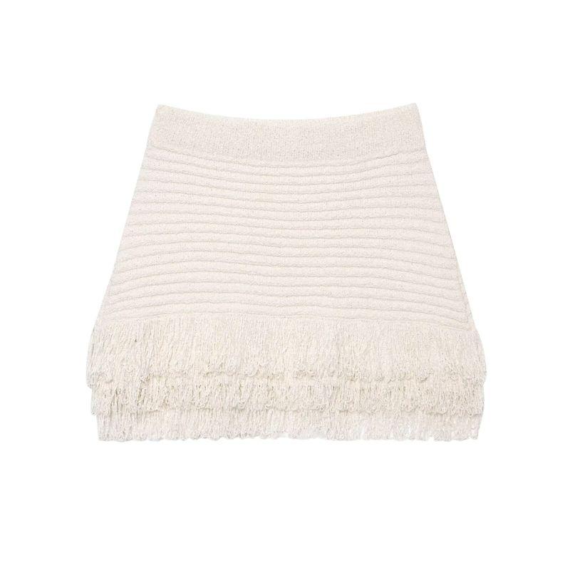 

Araltay New Arrival Fashion Style Women s Tassel Plaid Knitting Outwear Short Skirt 4331023 4331005 White Skirt L