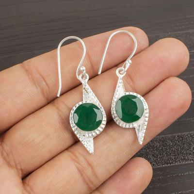 Boucles d'oreilles en pierre gemme Onyx Vert, Bijoux Boho en Argent Sterling 925, Boucles d'oreilles de créateur faites main pour femmes