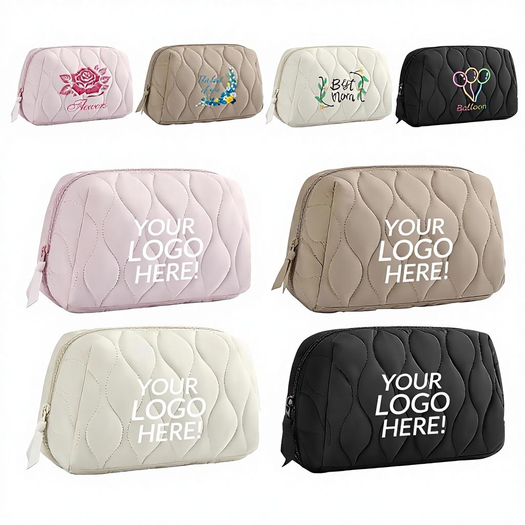 Customized Makeup Bag Quilted Travel Cosmetic Bag Travel Zipper Pouch - Cosmetic Organizer for Women