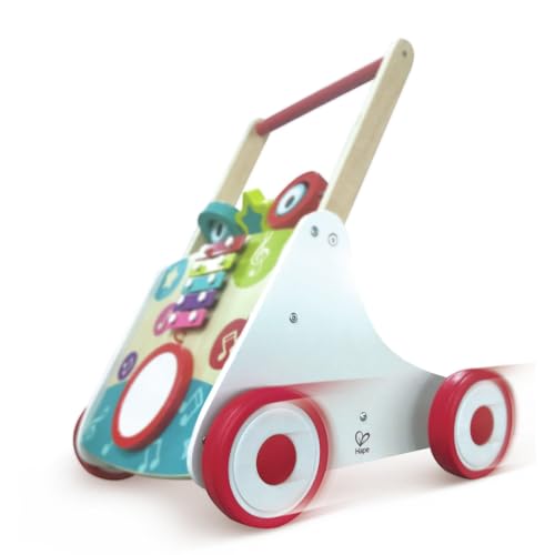 Hape Music Walker, 41.5 x 40.5 x 50cm, for ages 10 months and up, wooden stroller, educational toy, E0383
