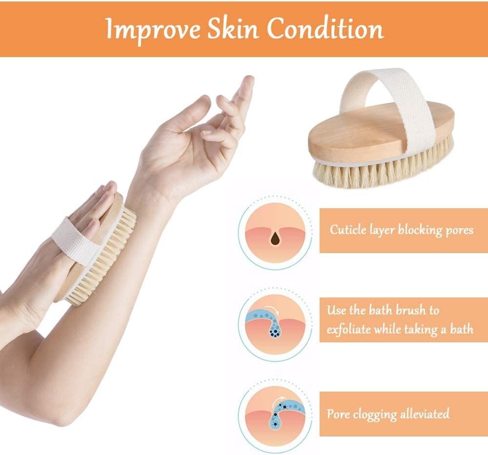 KESI ORNAMENTS 1PCS Dry Skin Body Brush - Improves Skin's Health and Beauty - Remove Dead Skin and Toxins - Body Exfoliator Scrubber for Women Men