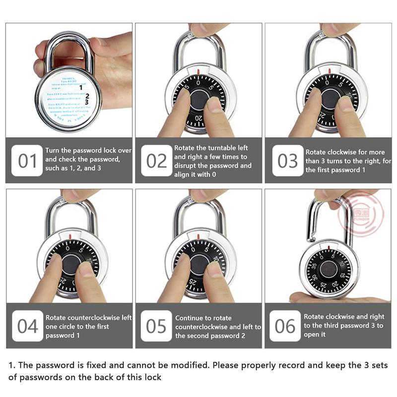 Praktický gramofon Zámek na heslo Retro gramofon Kovový mini bezklíčový visací zámek pro bezpečnostní schránku Zásuvková skříňka Malý visací zámek