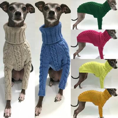 Winter Dog Sweater Italian Greyhound  Whippet Turtleneck  Twist  Warm Dog Coat Dog Clothing Dog's Knitted Sweater