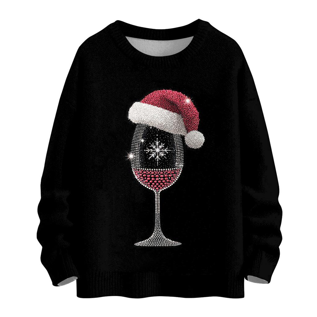 Women's Casual Long Sleeve Woolen Christmas Sweatshirt Fall  Vacation Long Sleeve Pullover