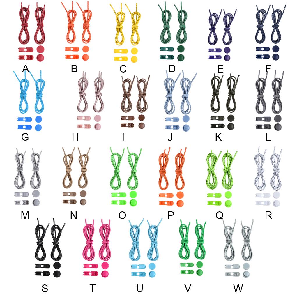 1 Pair No Tie Shoe Laces Lock Lace Quick Rubber Round Elastic Shoestrings Women Men Adults Kids 23 Colors
