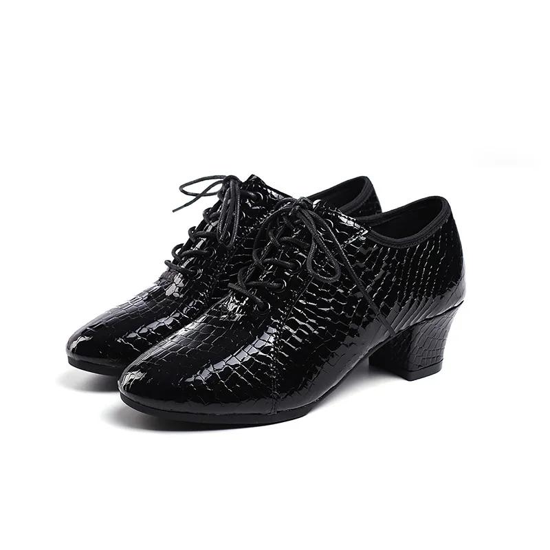 XIHAHA Women High-heeled Shoes Latin Dance Shoes Female Head Layer Cowhide Stone Pattern Sole Ballad Ballroom Jazz Woman Shoes