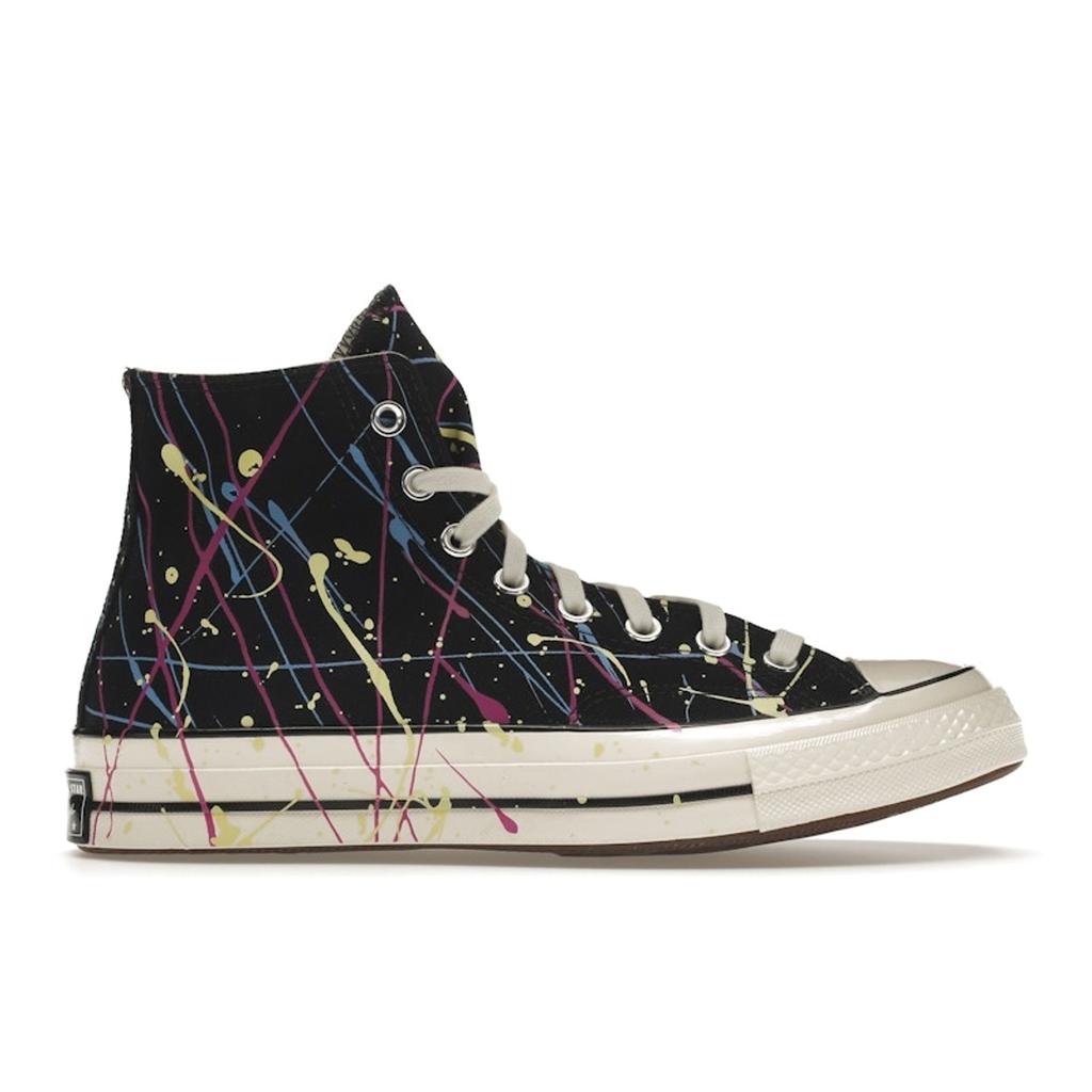 Converse Chuck 70 High Paint Splatter - Black Unisex Sneakers Hyper-Magenta Egret 170801C