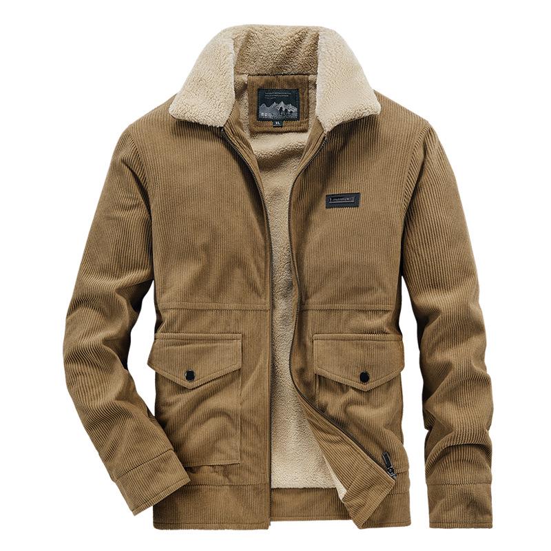 Men's Cross-Border Corduroy Lapel Jacket - Autumn/Winter Trendy Thickened Casual Coat