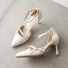 women spring & summer hollow out pearl white high quality buckle strap heel shoes office pumps sapatos femininas ab325