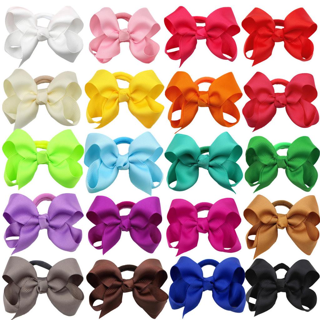 Cute Baby Girls Hair Bows Hair Ties Kids Hair Bands 3inch Bows Ponytail Holder Ties Children Kids Hair Accessories