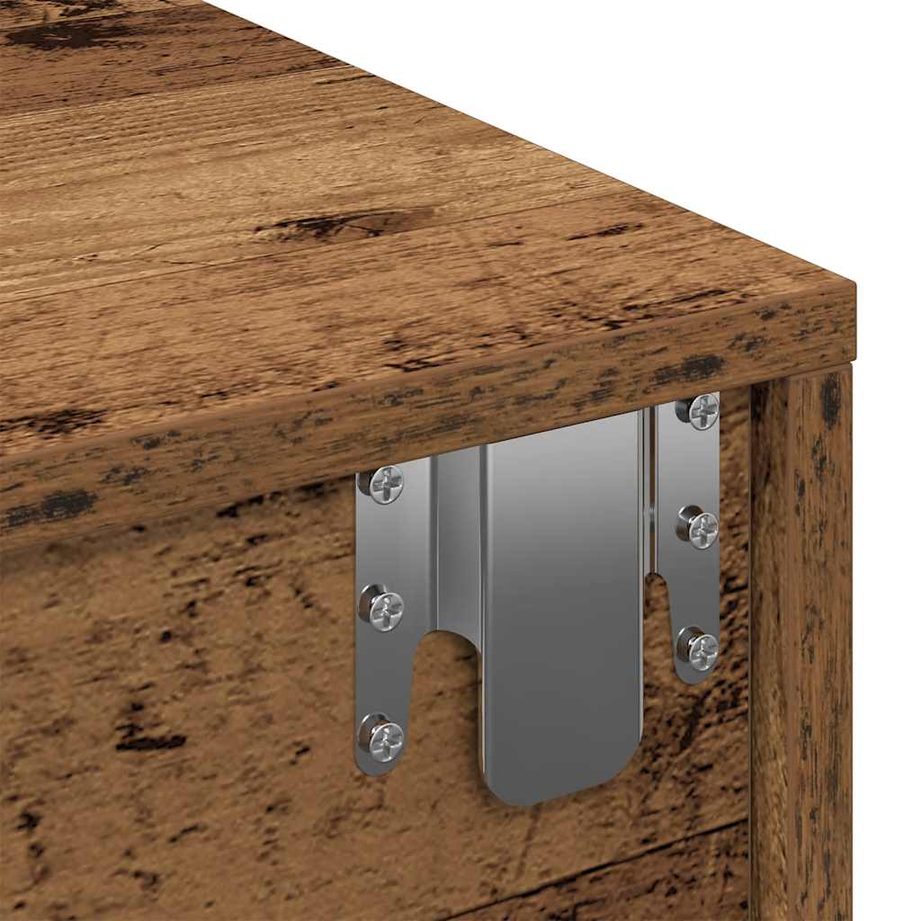Wall Mounted Shelf with Drawers Rustic Wood Look 80 x 33 x 17 cm Engineered Wood