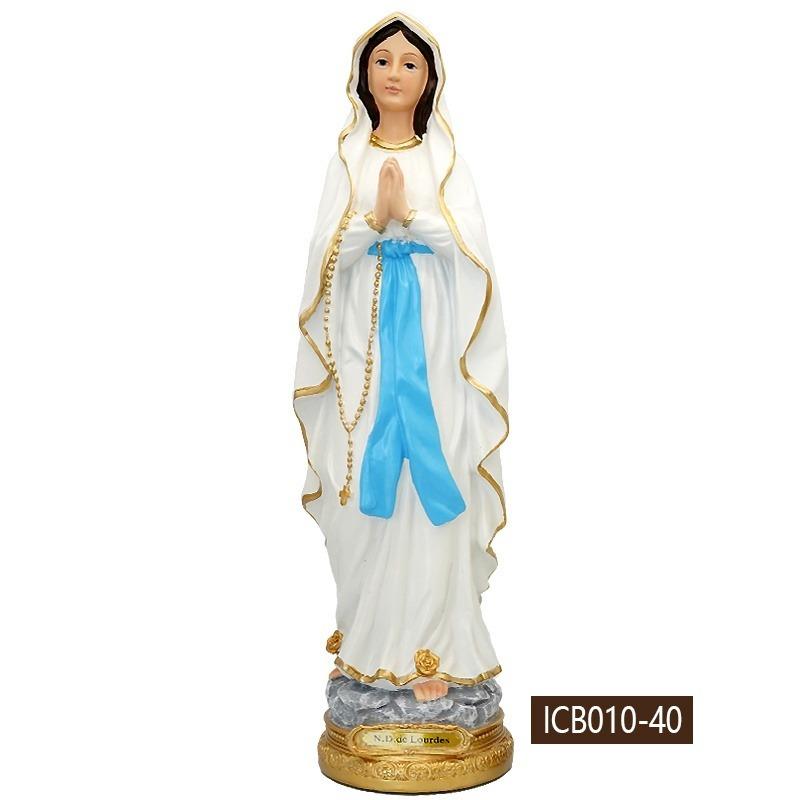 Our Lady of Lourdes Blessed Virgin Mother Mary Catholic Religious Gift Colored Resin Figurine Statue