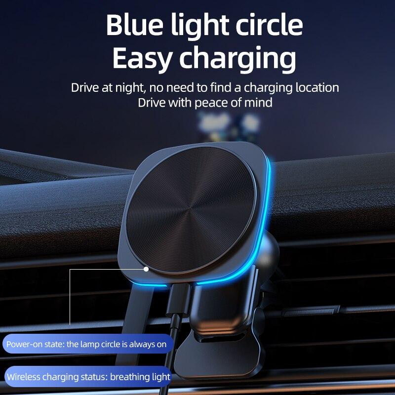 RGB Magnetický držák telefonu do auta Stojan 30W Bezdrátová nabíječka Držák do auta Pro iPhone 14 13 12 Pro Max Auto Rychlonabíjecí stanice Macsafe