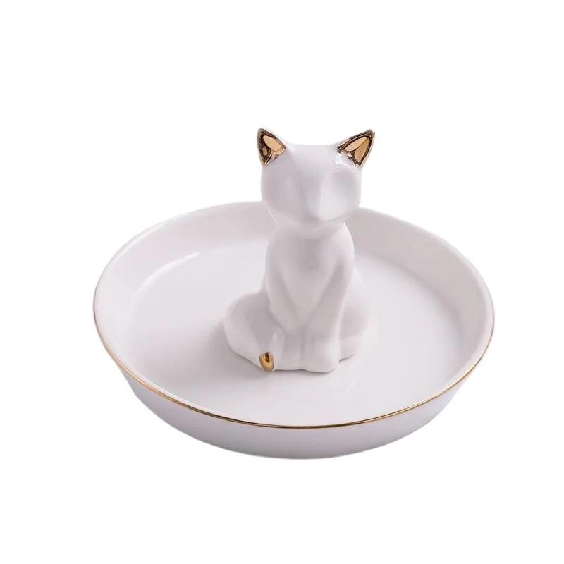 Ceramic Handicrafts Creative Fox Jewelry Tray Home Decoration Accessories Desktop Storage Ornaments