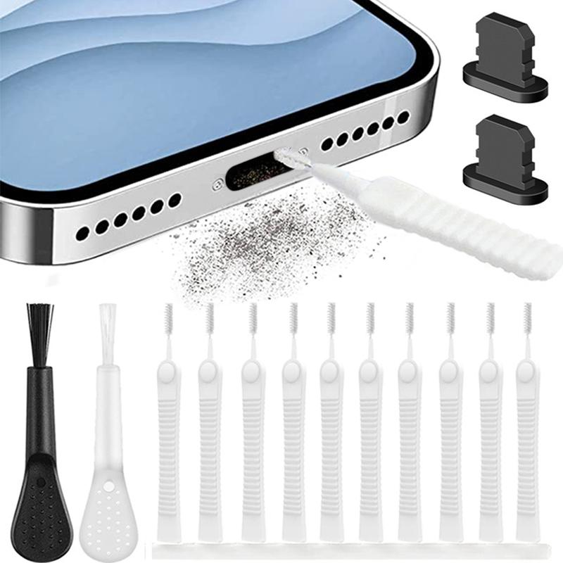 2-in-1 Charging Port Dust Cleaner & Plug Kit - Lightning Port Cleaner for iPhone 15/14/13 Pro Max, Keyboard Dust Removal Tool