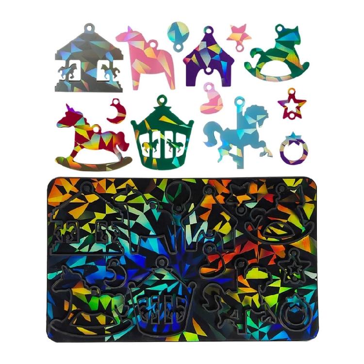 

Carousel Silicone Mold Holographic Merry-Go-Round Mold with Hole DIY Earring 1 чёрный