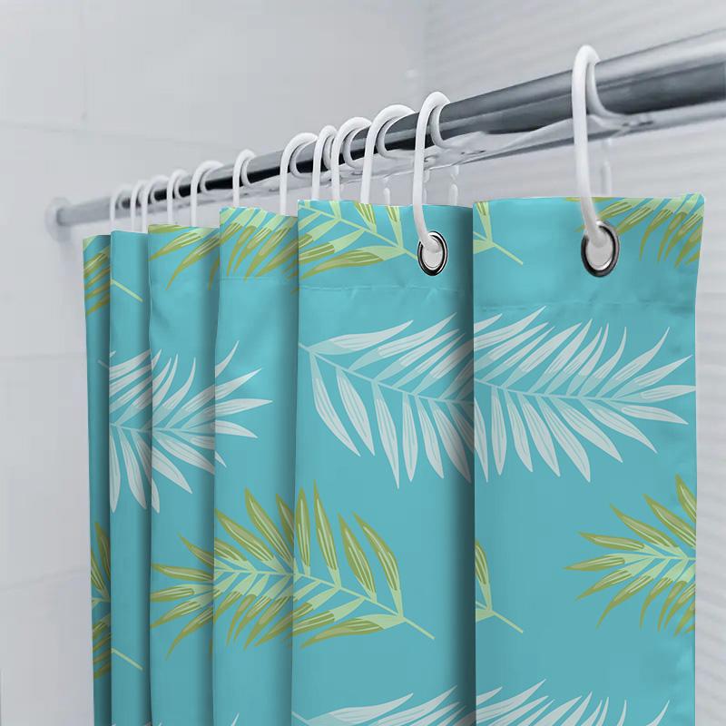 Vibrant Leaves Shower Curtain Fresh Green White Palm Leaf Design Waterproof Bath Decor For Bathroom Brighten Up Your Home With T