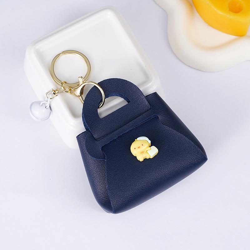 Korean Cartoon Couple Keychain Bag: Cute PU Charm & Earphone Holder Gift Pendant