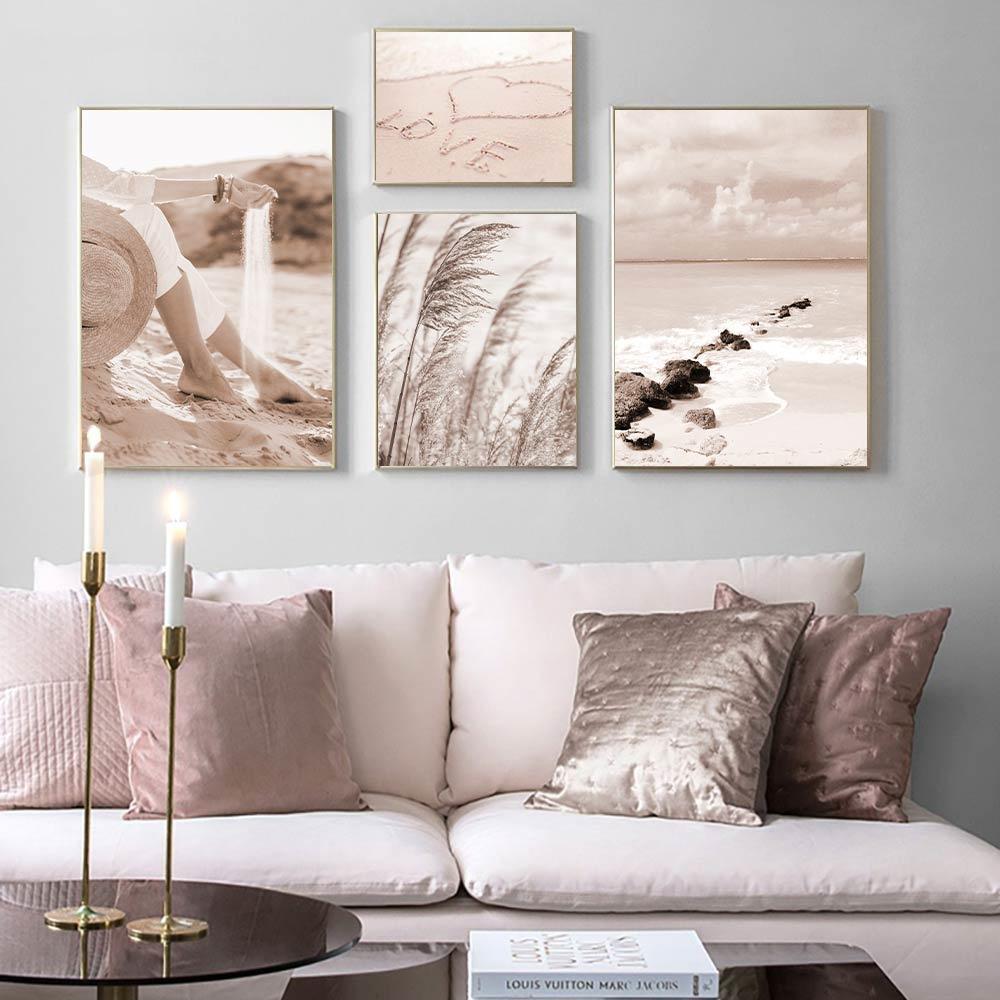 Sea Landscape Wall Art Poster and Prints Beach Sand Canvas Paintings Sunshine Nordic Posters Wall Pictures for Living Room Decor