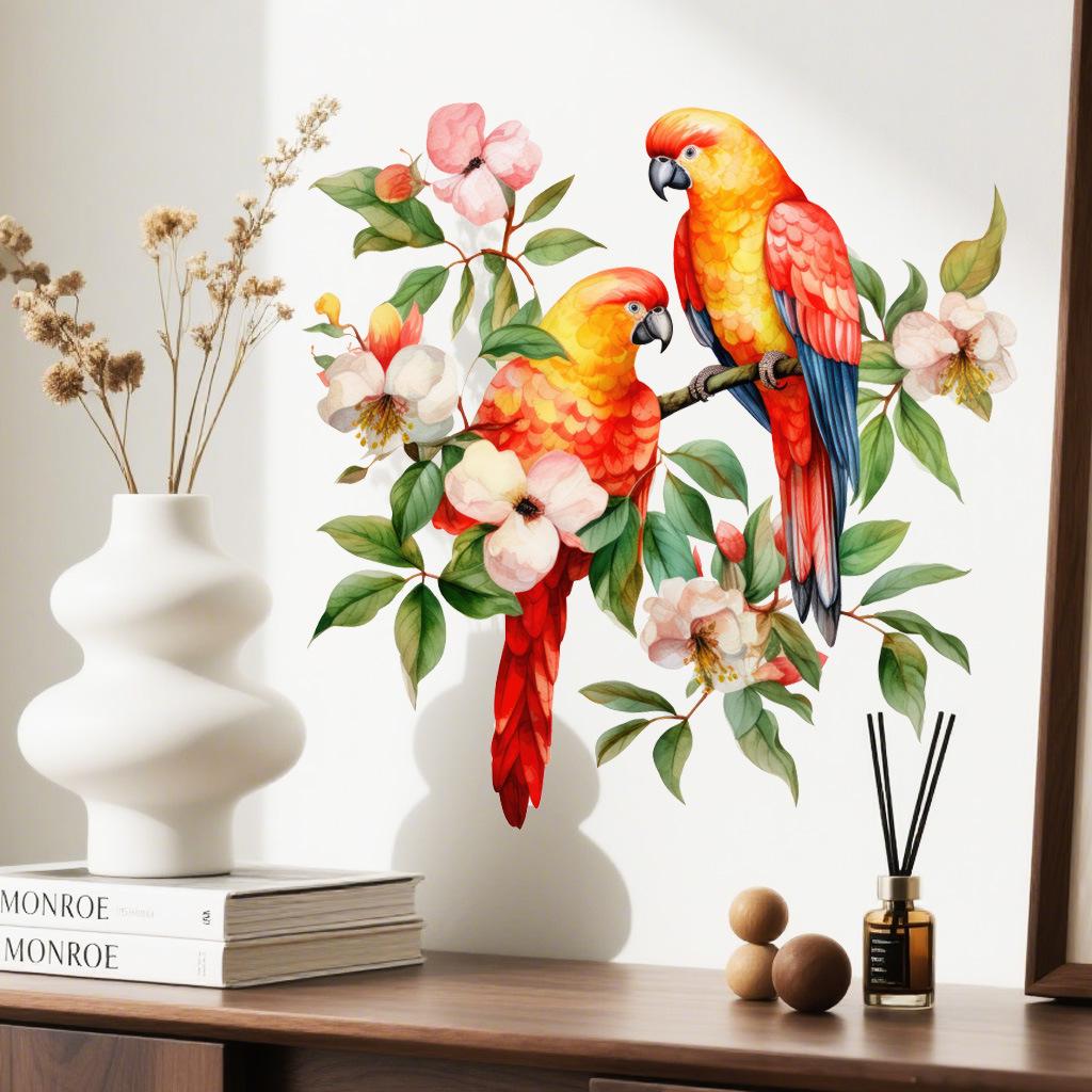 Autocolante Statice pentru Geamuri cu Ramuri de Primăvară și Păsări Ciopârlite, Decalcomanii Autoadezive din PVC Impermeabile Antistatice, Amovibile, pentru Decorarea Geamurilor și Ușilor de Sticlă de Acasă