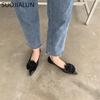 Fashion SUOJIALUN 2025 Autumn Women Flat Shoes Fashion Big Flower Ladies Ballerinas Shoes Pointed Toe Shallow Slip On Dress Flat Ballet