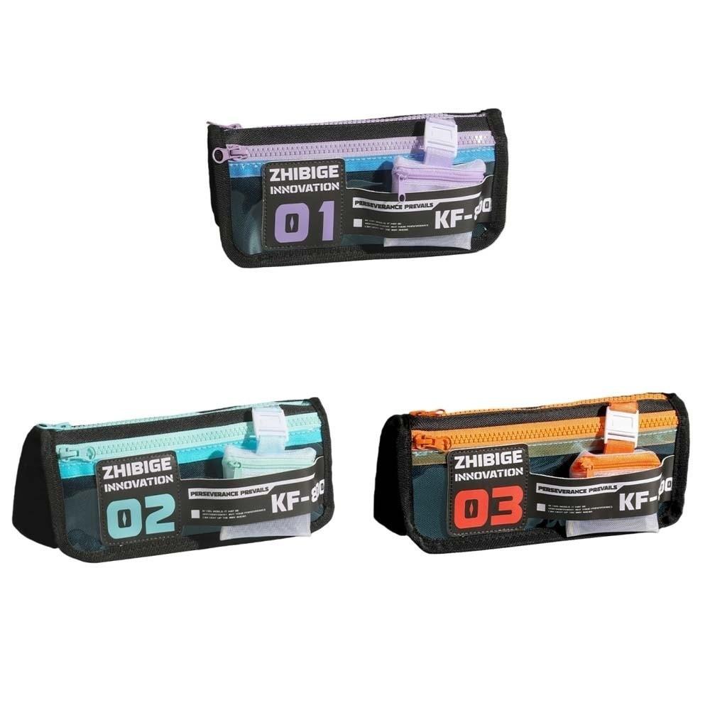 Canvas Letters Stationery Bag Double-layer Pencil Pouch Ins Fashion Racing Car Pen Bag Boys Men