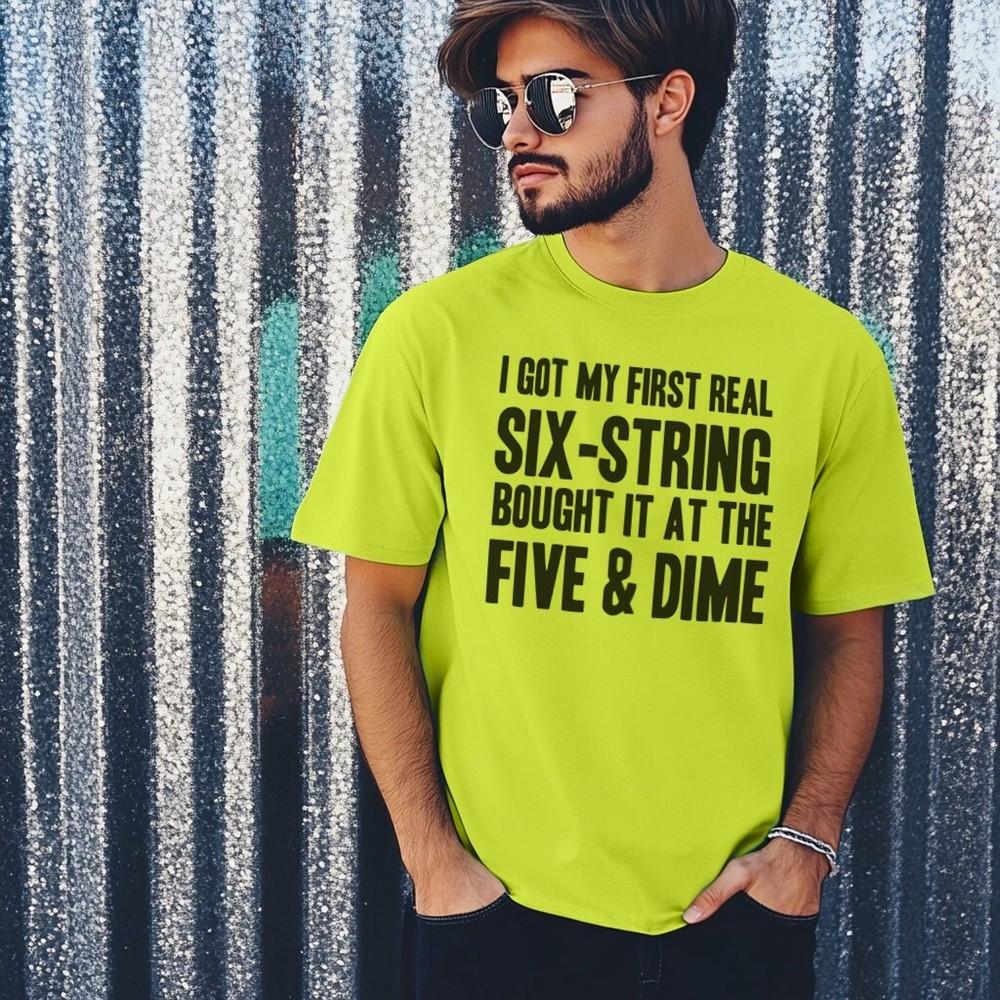 

First Real Six String T-Shirt Personalised Fancy Dress Hen Weekend 80s Summer 69 2XL