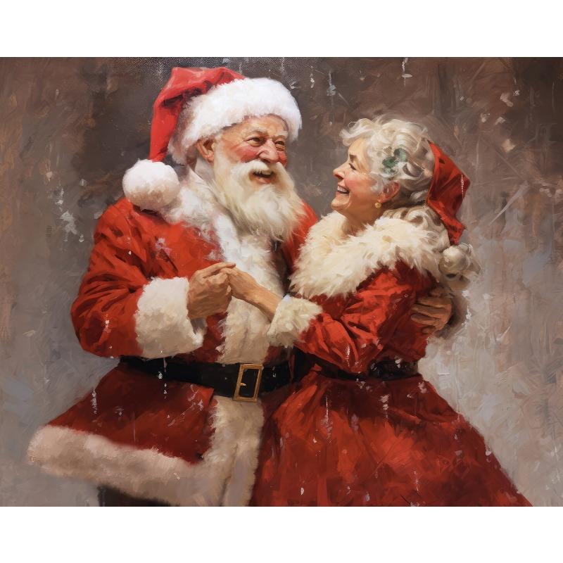 Vintage Santa Claus On A Swing Poster Reindeer Prints Canvas Printing Christmas Holiday Wall Art Picture for Home Decor Gifts