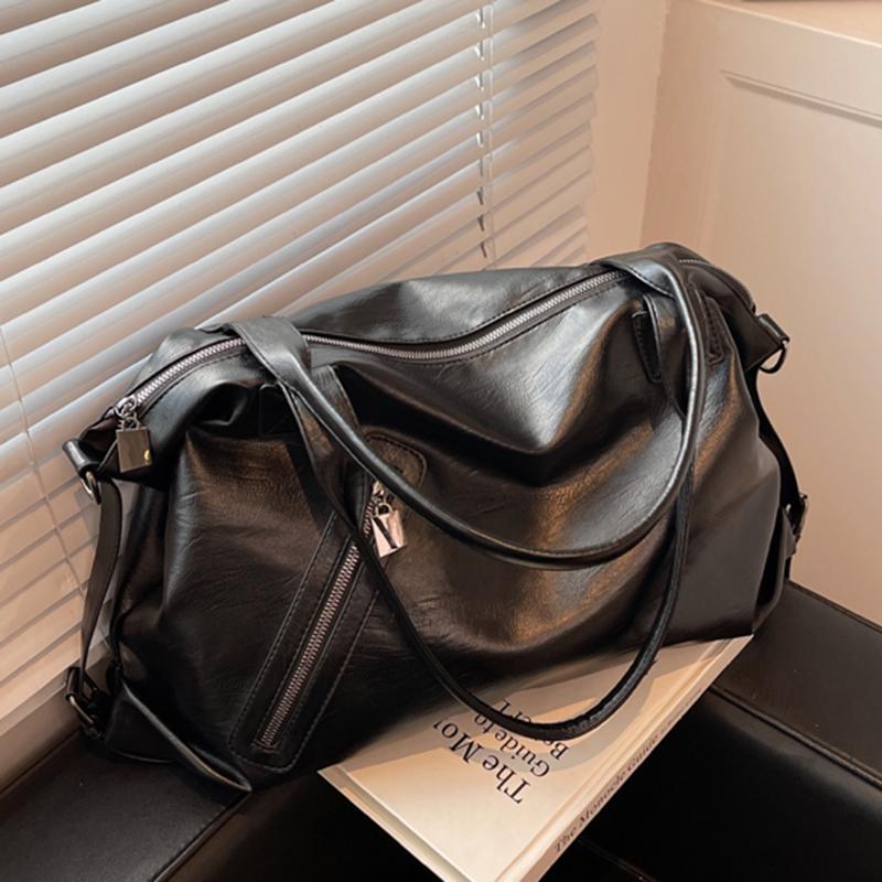 

Сумки через плечо большой емкости для женщин, однотонные, простые, из искусственной кожи, для шопинга, дорожные сумки, женские, легкие сумки