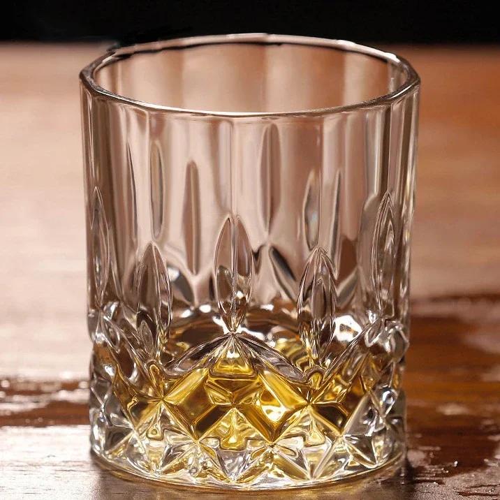 

Coffee Cup Glass Drinkware Transparent Glass Drinks Embossed Water Bottle Crystal Glass Whiskey Cup for Bar Household Wine Cups 330ml
