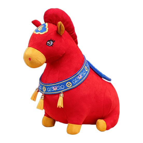 2026 Chinese New Year Zodiac Horse Plush Toy Soft Stuffed Horse Red Lucky Mascot Doll for Spring Festival Gift Blessing Souvenir Home Tabletop Decor