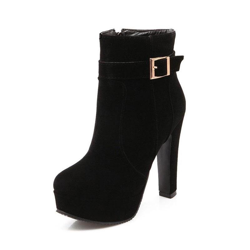 

Woman High Heels Ankle Boots Female Zip Platform Sexy Part Dress Pump Women Fashion Buckle Suede Motorcycle Boots566 47