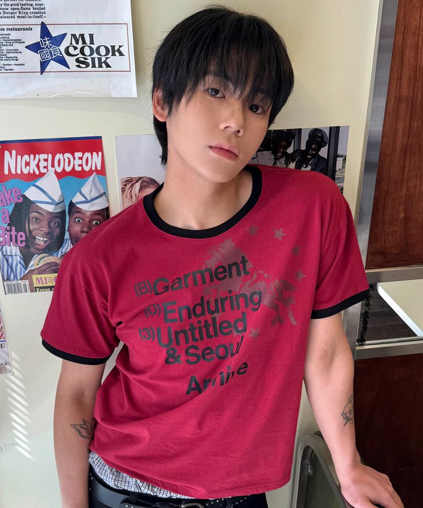 Eontaiteulseoul Archive Unicorn Ringer Crop Short Sleeve Burgundy