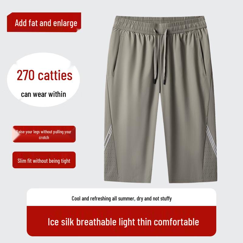 Men s Plus Size Ice Silk Straight-Leg Casual Shorts 5XL