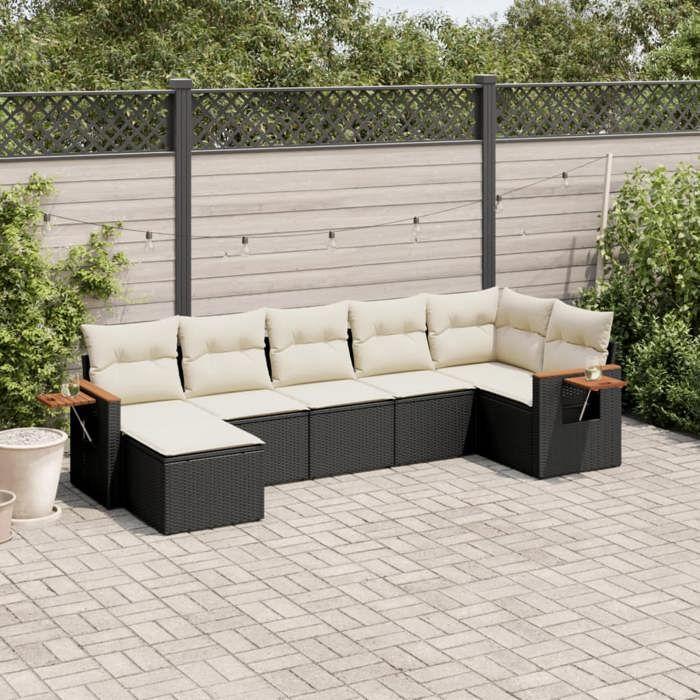 VidaXL Garden Lounge Set with Cushions 7 Pcs, Patio Sofas, Patio Furniture Set, Outdoor Furniture, Black 3259431