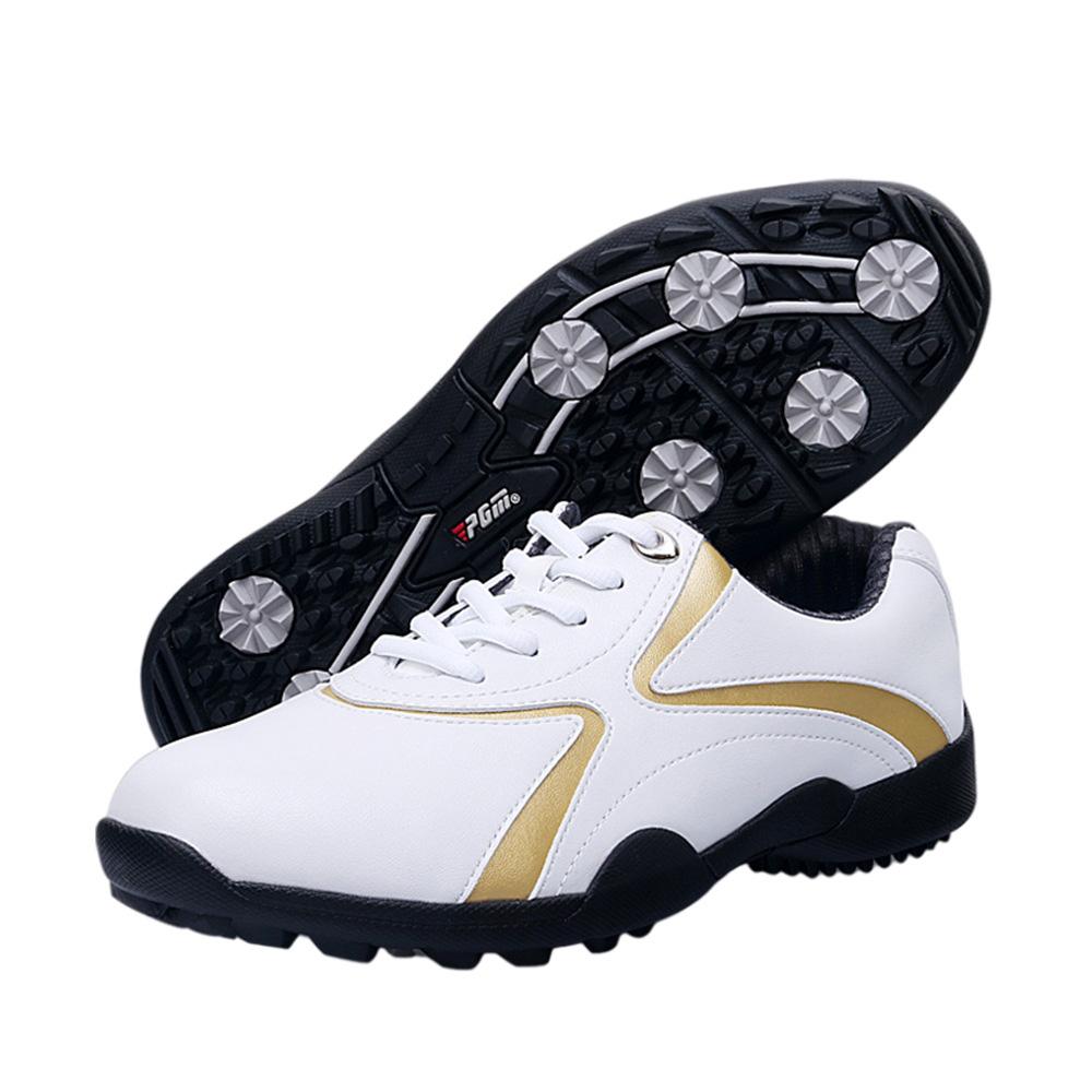 

PGM White Gloden Color Golf Shoes Men Women Anti Slip Walking Footwears Luxury Golf Sneakers Light Weight Golfing Footwears 45