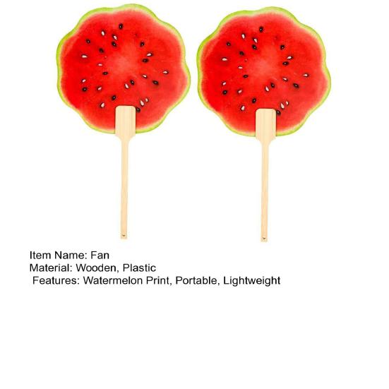 1/2Pcs Watermelon Fan with Wooden Long Handle, Lightweight Decorative Round Hand Fan, Outdoor Portable Summer Cooling Fan