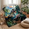 Dinosaurs In Volcanic Jungle Theme Blanket Lightweight Warm Flannel Blanket Decorative Throw Blanket for Home Decoration