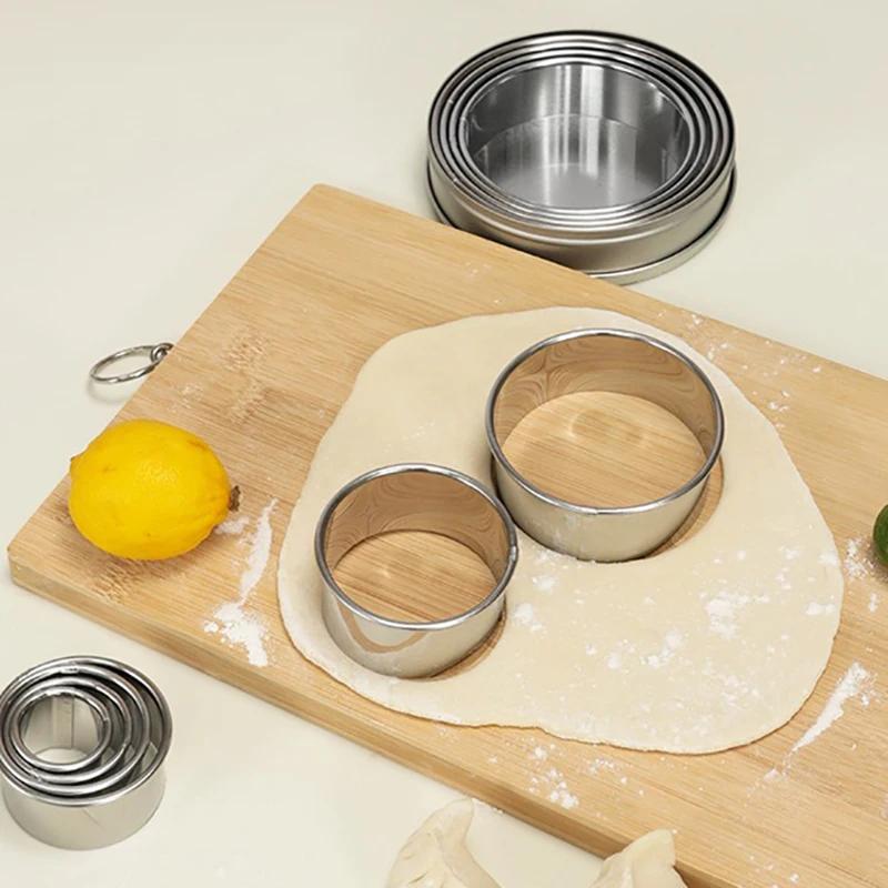 12Pcs Stainless Steel Cake Mold Round Cutter Set Dough Fondant Biscuit Round Mutil-functional Baking Utensils Accessories