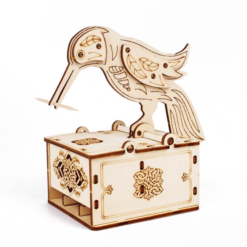 Wooden Woodpecker Toothpick Holder 3D Puzzle DIY Creative Building Blocks Toy