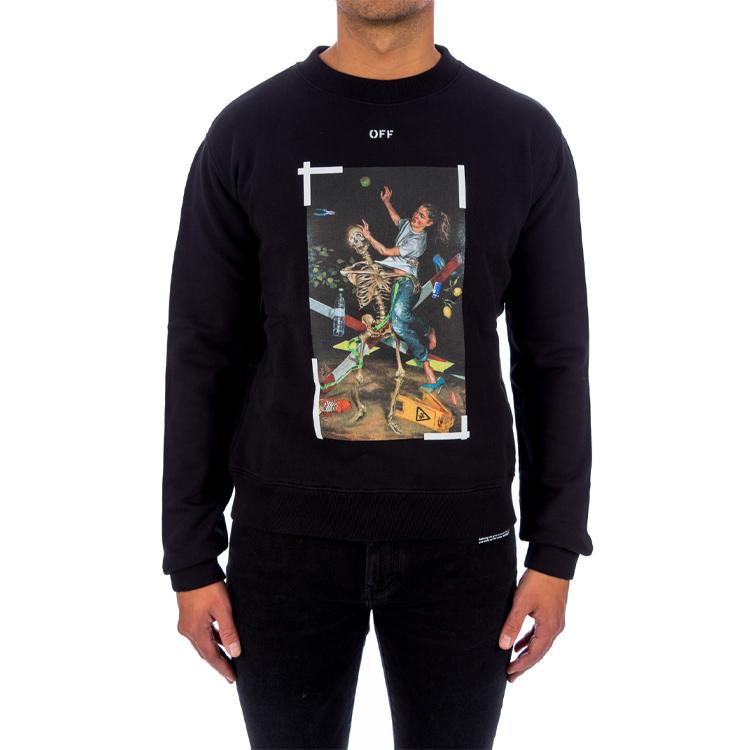Off-White Pascal Print Slim Crewneck Black/White Men Tops OMBA025F20FLE0121001