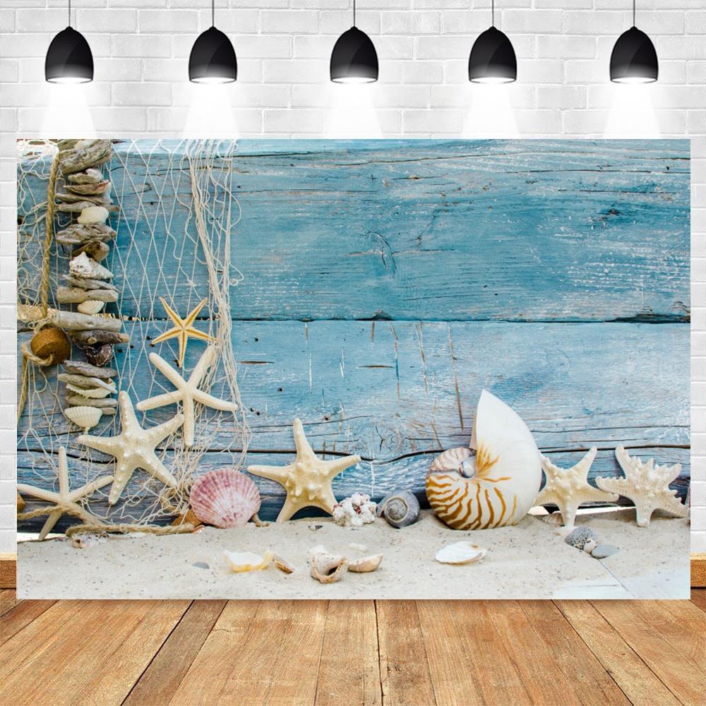 Nautical Theme Baby Party Background for Photography, Sailboat, Boat, Starfish, Wooden Board, Sailor Portrait, Photo Background