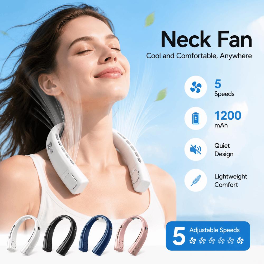 LED Digital Display Neck Fan 5-Speed Electric Air Cooler Portable Portable Neck Fan  Travel